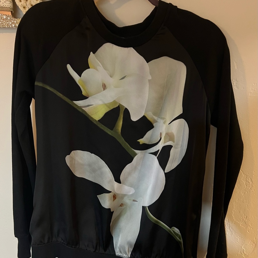 Altuzarra For Target Black Sweatshirt with White Orchid Print